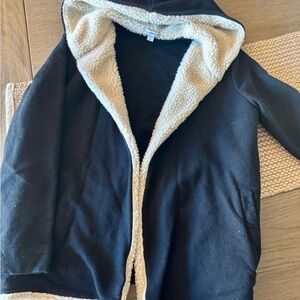 James Perse High Pile Fleece Trim Hooded
Cardigan